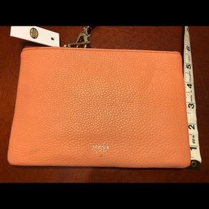 Fossil Coral Pebble Leather Wallet Wristlet/Slots